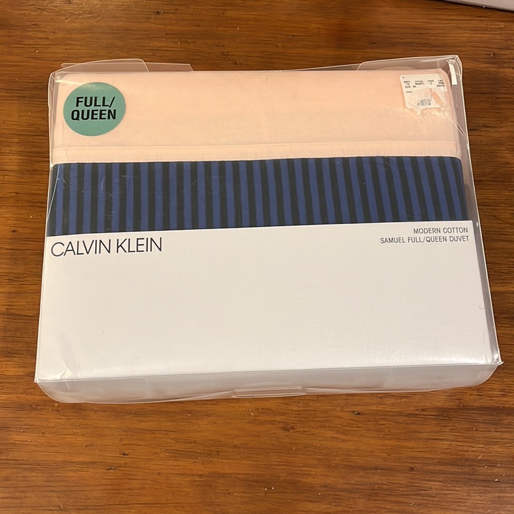 Calvin Klein Samuel Modern Cotton Queen Duvet Cover + 2 King Pillow Shams new